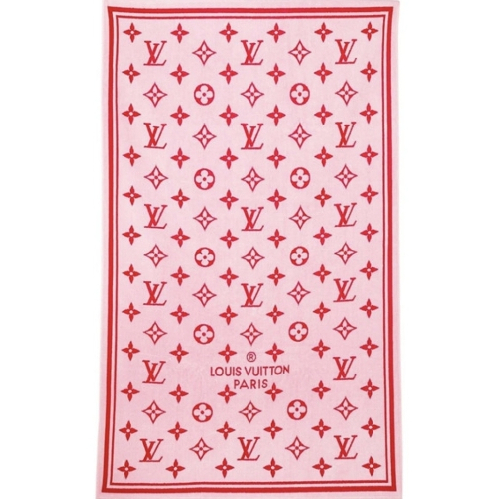 Louis Vuitton Pink Red Escale Monogram Classic Logo Bath/Beach Towel